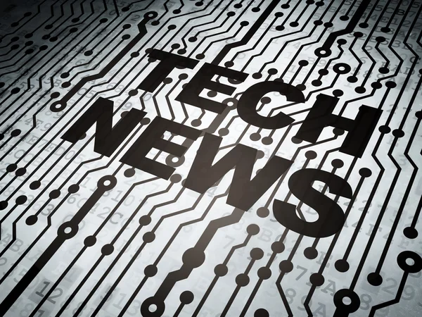Концепция новостей: печатная плата с Tech News — стоковое фото