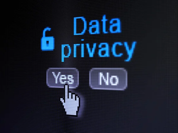 Veiligheidsconcept: geopend Hangslot pictogram en data privacy op digitale computerscherm — Stockfoto