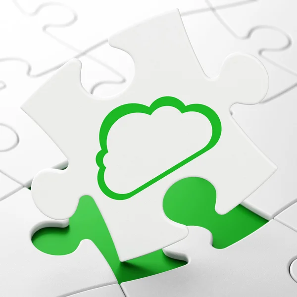 Cloud síťový koncept: cloud na pozadí puzzle — Stock fotografie