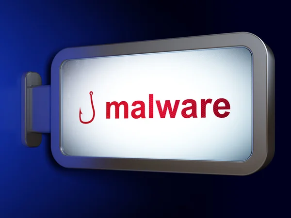 Protection concept: Malware and Fishing Hook on billboard background — Stock Photo, Image