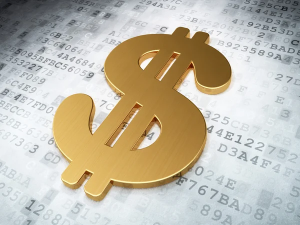 Währungskonzept: Goldener Dollar auf digitalem Hintergrund — Stockfoto