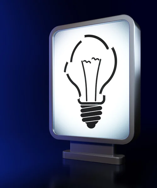 Concept d'entreprise : Ampoule sur fond de panneau d'affichage — Photo