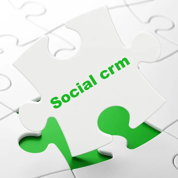 Concept d'entreprise : CRM social sur fond de puzzle — Photo