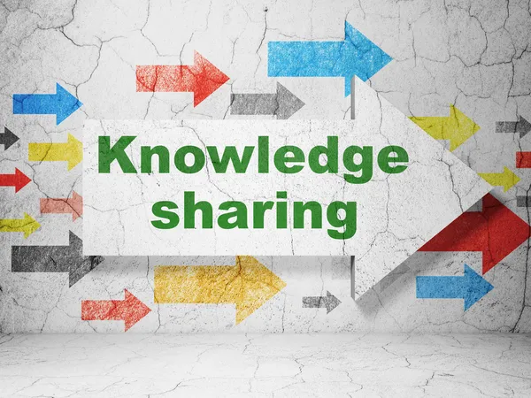 Education concept: arrow with Knowledge Sharing on grunge wall background — Stock Photo, Image