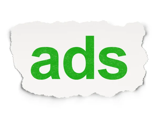 Conceito de marketing: Anúncios sobre fundo de papel — Fotografia de Stock