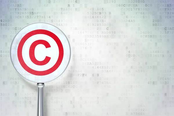 Concetto di legge: Copyright con vetro ottico su sfondo digitale — Foto Stock