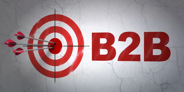 Bedrijfsconcept: target en b2b op muur achtergrond — Stockfoto