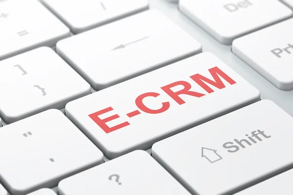 Affärsidé: e-crm på dator tangentbord bakgrund — Stockfoto