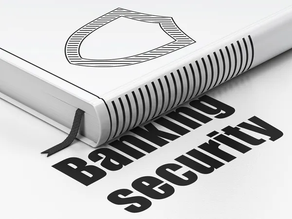 Concept de confidentialité : livre Contoured Shield, Banking Security sur fond blanc — Photo