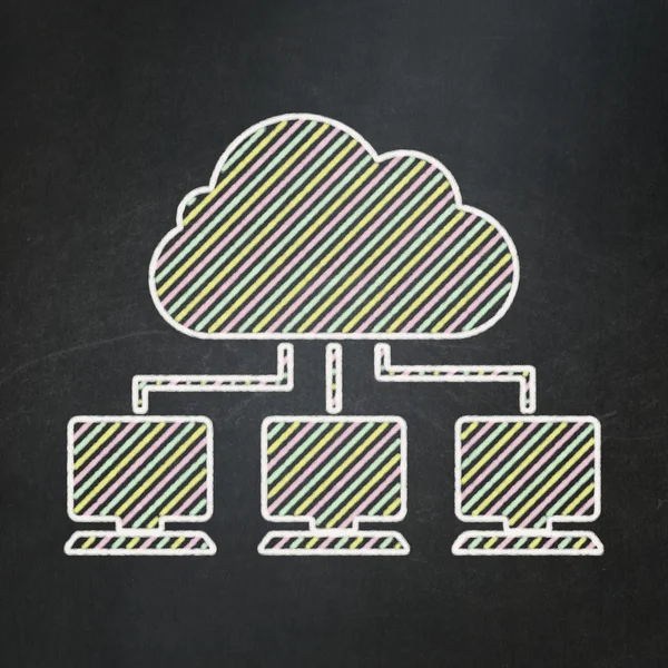 Cloud-Netzwerkkonzept: Cloud-Netzwerk auf Tafel-Hintergrund — Stockfoto