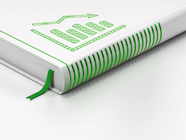 Advertising concept: closed book, Decline Graph on white background — Stock Photo, Image