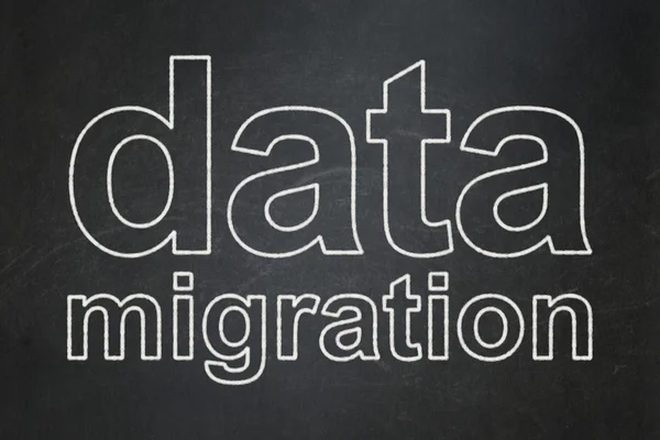 Gegevens concept: datamigratie op schoolbord achtergrond — Stockfoto