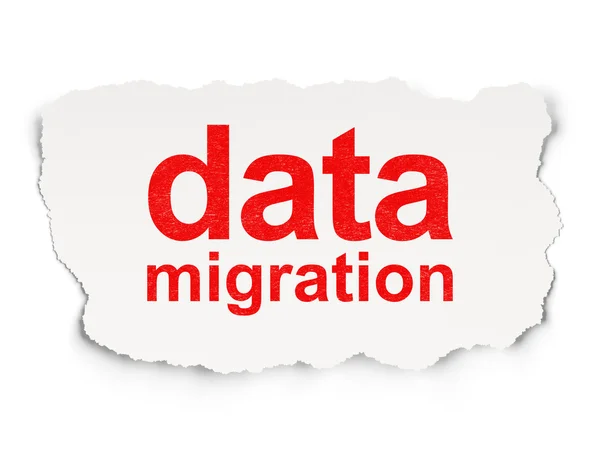 Concetto di dati: migrazione dei dati su sfondo cartaceo — Foto Stock