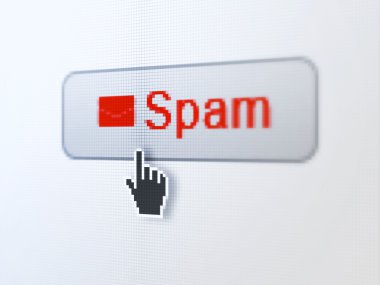koruma kavramı: spam ve e-posta dijital düğmesi arka plan üzerinde