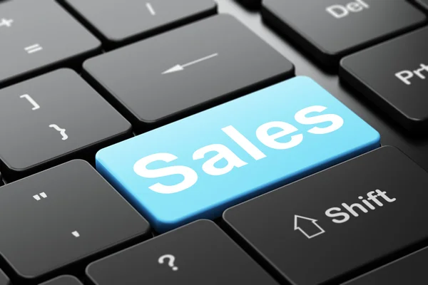 Маркетинговая концепция: Продажи на фоне клавиатуры компьютера — стоковое фото