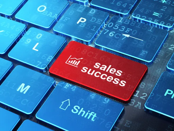 Advertising concept: Growth Graph and Sales Success on computer keyboard background — Stock Photo, Image