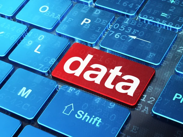 Concetto di dati: dati sullo sfondo della tastiera del computer — Foto Stock