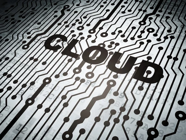 Concetto di cloud computing: circuito stampato con Cloud — Foto Stock