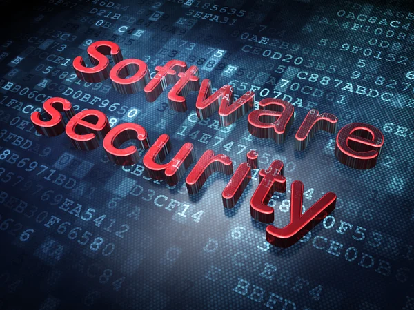 安全概念： 数字背景的红色软件安全性 — 图库照片