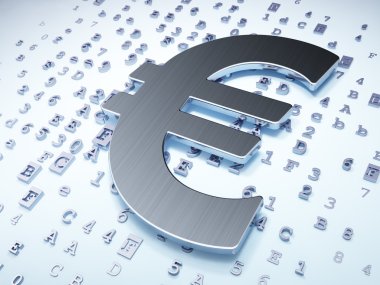 para birimi kavramı: dijital arka plan üzerinde gümüş euro