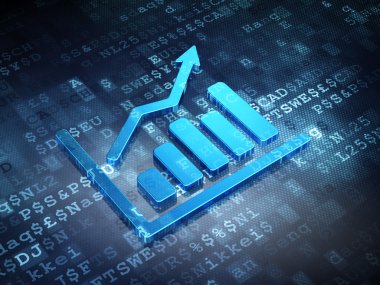 iş kavramı: mavi büyüme grafik dijital arka plan üzerinde
