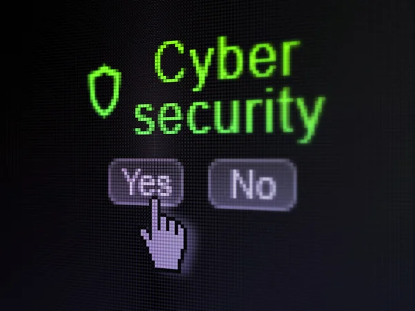 Safety concept: Contoured Shield icon and Cyber Security on digital computer screen — Stock Photo, Image