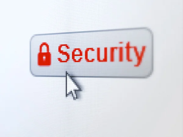 Концепция защиты: Безопасность и закрытый замок на фоне цифровой кнопки — стоковое фото