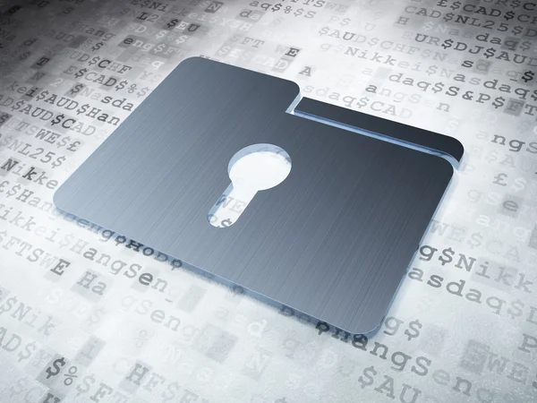 Business concept: Silver Folder With Keyhole on digital background — Stock Photo, Image