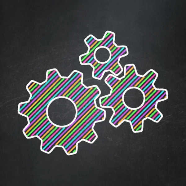 Information concept: Gears on chalkboard background — Stock Photo, Image