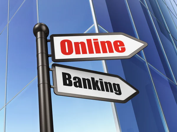 Επιχειρηματική ιδέα: συνδεθείτε online banking, την οικοδόμηση φόντο — Φωτογραφία Αρχείου