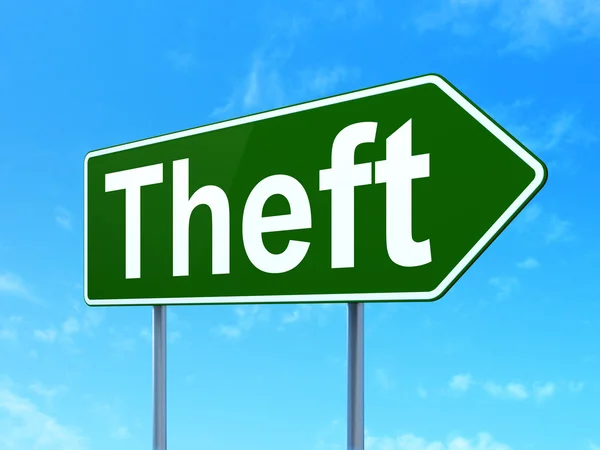 Safety concept: Theft on road sign background — Stock Photo, Image