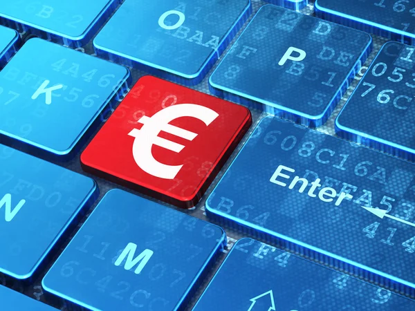 Pojęcie waluta: Euro na tle klawiatury komputera — Zdjęcie stockowe