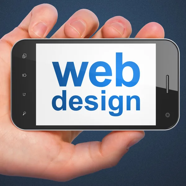 Seo web development concept: Webdesign auf dem Smartphone — Stockfoto