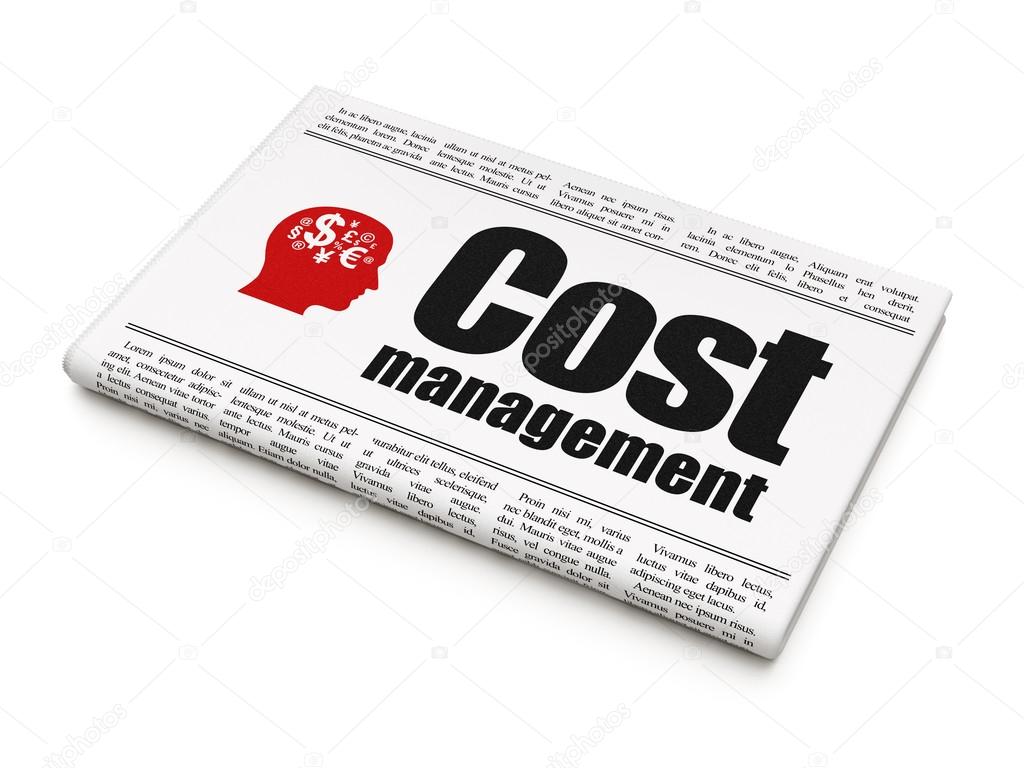 Finance concept: newspaper with Cost Management and Head With Finance Symbol
