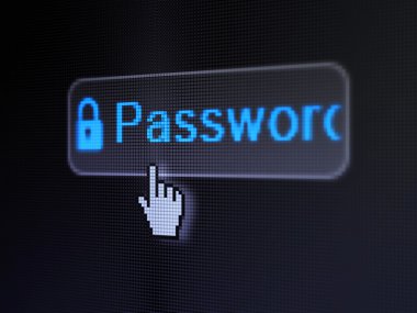 Gizlilik kavramı: şifre ve dijital düğmesi arka plan üzerinde kapalı asma kilit