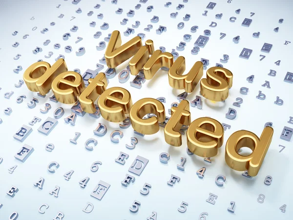 Koncepcja bezpieczeństwa: Złoty wirusów wykrytych na tle cyfrowy — Zdjęcie stockowe