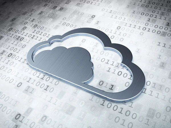 Cloud computing concept: Zilveren wolk op digitale achtergrond — Stockfoto