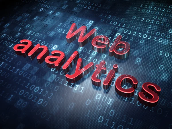 Conceito de desenvolvimento Web: Red Web Analytics em fundo digital — Fotografia de Stock