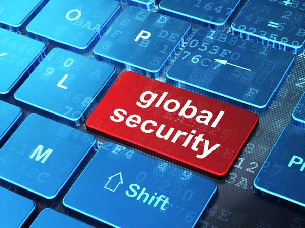 Privacy concept: mondiale veiligheid op computer toetsenbord achtergrond — Stockfoto