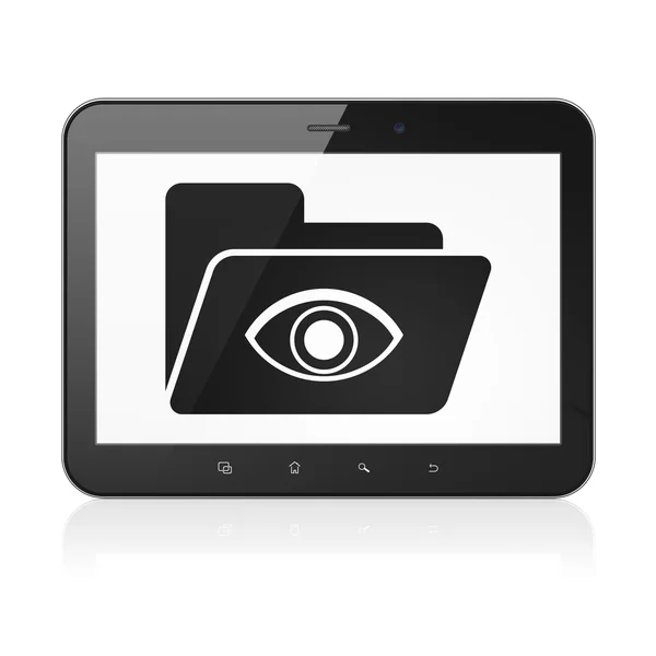 Iş kavramı: tablet pc bilgisayar göz ile klasör — Stok fotoğraf