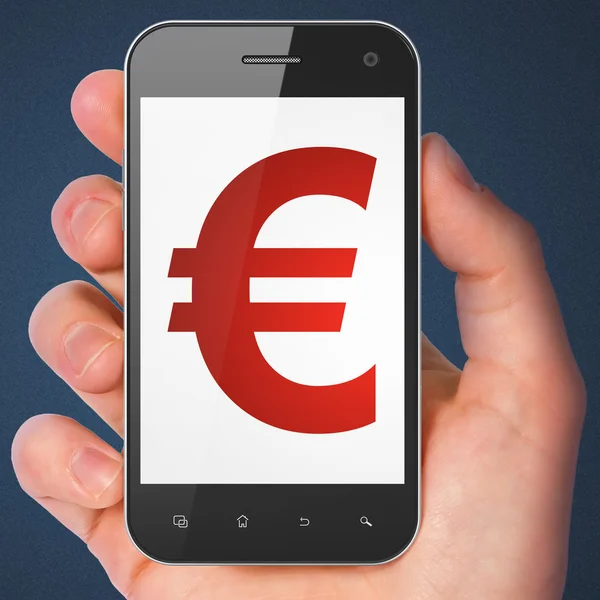 Concepto de moneda: Euro en smartphone — Foto de Stock