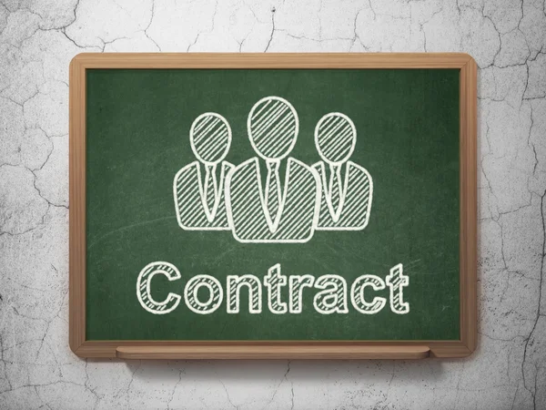 Finance concept: Business People and Contract on chalkboard background — Stock Photo, Image