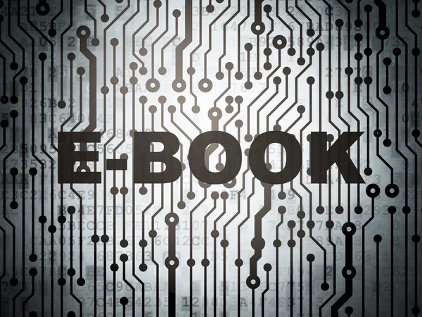 Concepto educativo: placa de circuito con E-Book —  Fotos de Stock