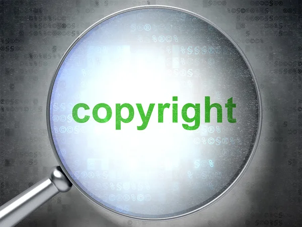 Law concept: Copyright with optical glass — Stock Photo, Image