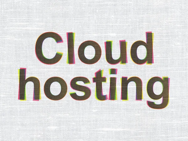 Concetto di cloud computing: Cloud Hosting su sfondo tessitura tessuto — Foto Stock