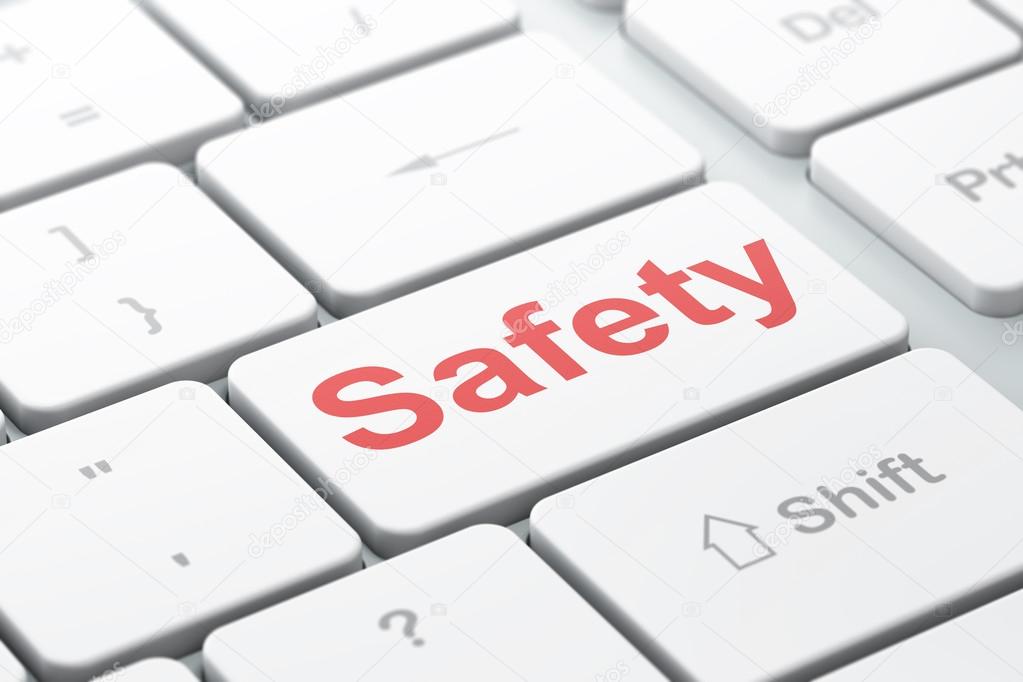 Safety concept: Safety on computer keyboard background