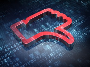 sosyal network kavramı: dijital arka plan üzerinde kırmızı başparmak aşağı