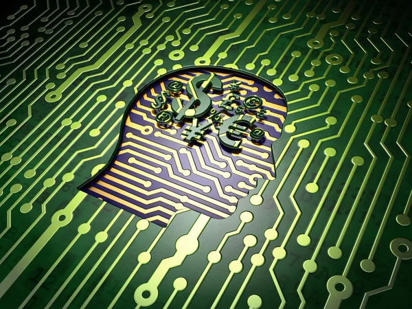 Business concept: Head With Finance Symbol on circuit board background — Stock Photo, Image