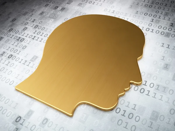Information concept: Golden Head on digital background — Stock Photo, Image