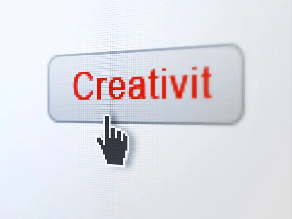 Hirdetési koncepció: kreativitás, a digitális gomb háttere — Stock Fotó
